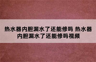 热水器内胆漏水了还能修吗 热水器内胆漏水了还能修吗视频